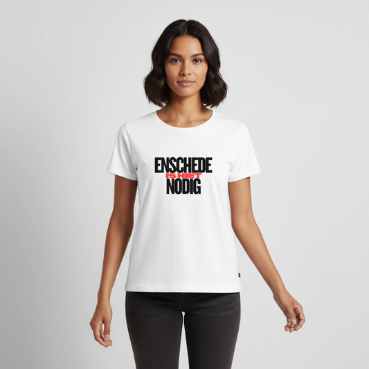 Shirt 'Enschede is niet nodig' | Zwart | Women - wit